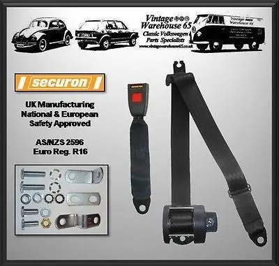 Rock And Roll Bed 3 Point Automatic Lap & Diagonal Seat Belt Kit Black T2 T3 T4 1