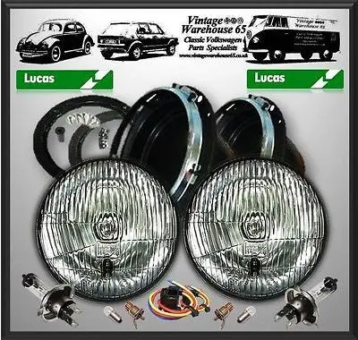 Ford Escort Mk1 2 Genuine Lucas 7" Sealed Beam Halogen Conversion Headlight Kit 1
