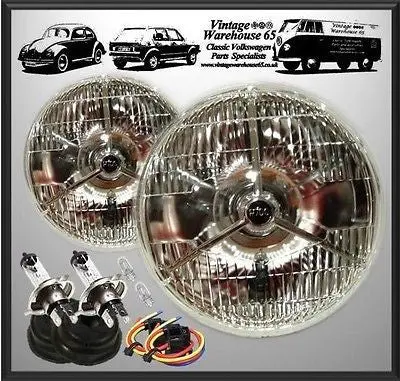 Ac Cobra Replica Classic P700 7" Sealed Beam Halogen Conversion H4 Headlights 1