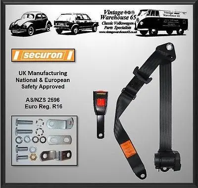 Honda Prelude Coupe Mk1 Mk2 Front 3 Point Automatic Seat Belt Kit Black 1