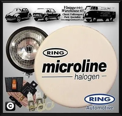 Austin Mini Clubman Ring 4 1/2" Driving Lights Spot Lamps Covers & Wiring Kit 1