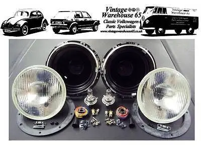 Mg Mgb Zb Midget 7" Sealed Beam Halogen Conversion Headlight Kit With Bulbs # 1