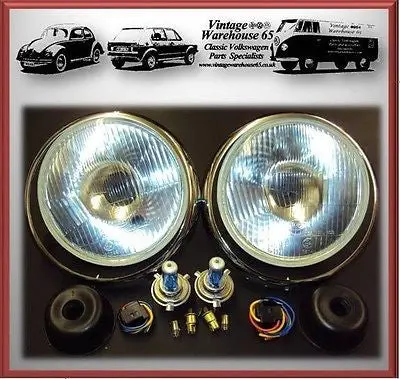 Austin Mini Xenon Halogen Headlight Sealed Beam Conversion Upgrade Kit With Trim 1