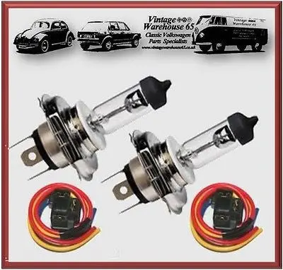 Audi 80 90 100 Quattro A3 A4 H4 Halogen Headlight Bulbs & Connectors 1