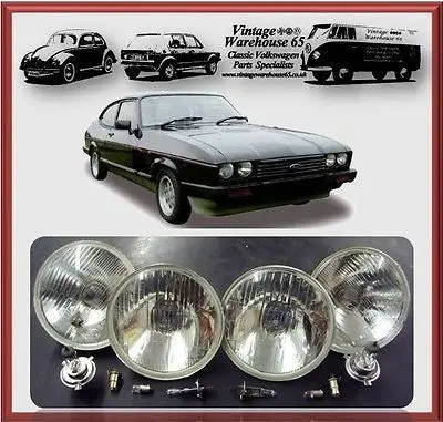 Ford Capri Mk3 5 & 3/4" Sealed Beam Halogen Quad Headlight Conversion Kit #1 1