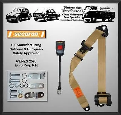 Bmw 5 Series E28 1981-1988 Front Automatic Inertia (Retractable) Seat Belt Beige 1