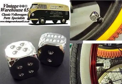 Old School Bmx 1980'S Style Chrome Dice Valve Caps 1