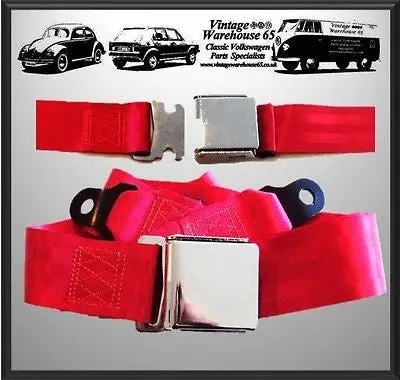 Mg 1300 Midget Mgb Gt Red Webbed Chrome Buckle Adjustable Lapbelt 1