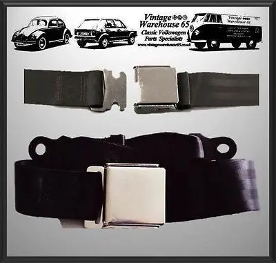 Audi 80 90 100 Quattro A3 A4 Single Chrome Buckle Adjustable Lapbelt Black 1