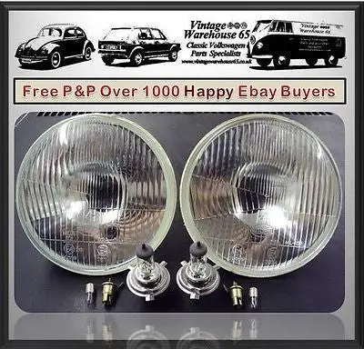 Classic Mini Headlight Lamp Halogen Conversion Kit 7" Sealed Beam Notwipac Lucas 1