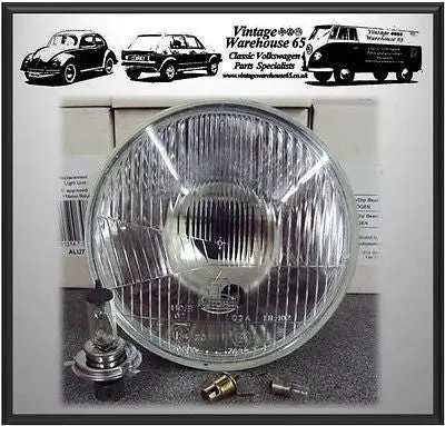 Classic Motorbike 7" Sealed Beam Halogen Conversion Headlight & Bulbs Domed 1