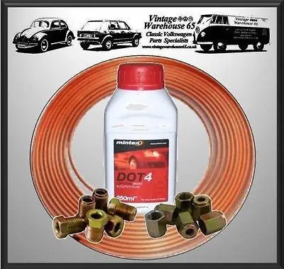Vw Golf Mk3 Gti Lupo Vr6 Sharan 25Ft Brake Pipe With Unions & 500Ml Brake Fluid 1