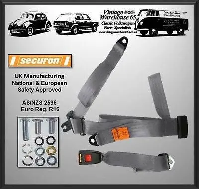 Hillman Hunter Arrow Saloon Estate Rear Static 3 Point Seat Belt Kit Grey 1