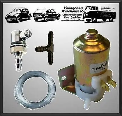 Rover Mini & Cooper Chrome Washer Jet & Lucas 12V Washer Pump Kit 1