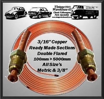 Copper Brake Pipe 3/16" Ready Made All Sizes 100Mm >1000Mm Customize Your Order 1