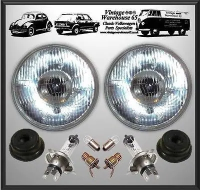 Porsche 356 Usa Import 7" 6 Volt Sealed Beam Halogen Conversion Headlight Kit 1