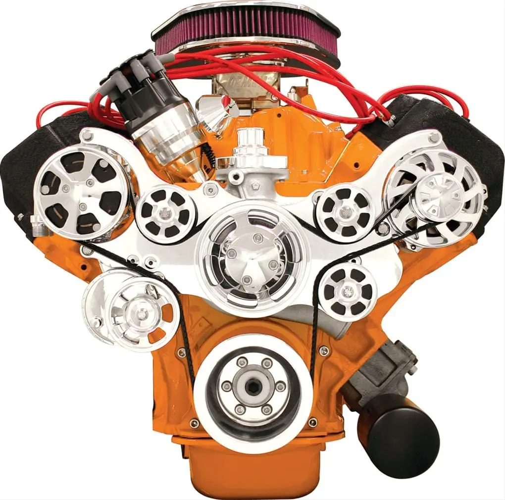 Billet Specialties 14820 Tru Trac Serpentine System – A/C-Ready, Polished Aluminum Setup 1