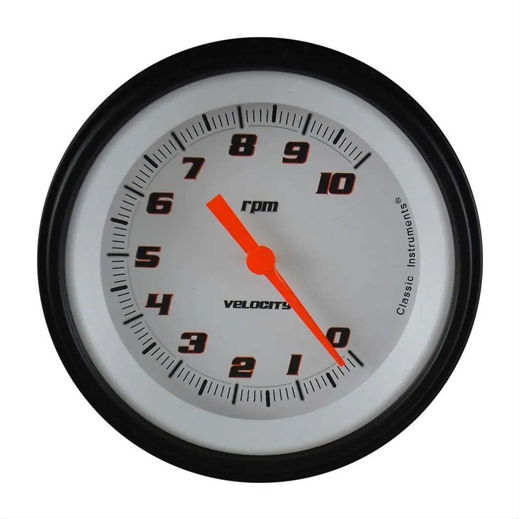 Classic Instruments Vs10Wblf Velocity Series White-Backlit Tachometer 1