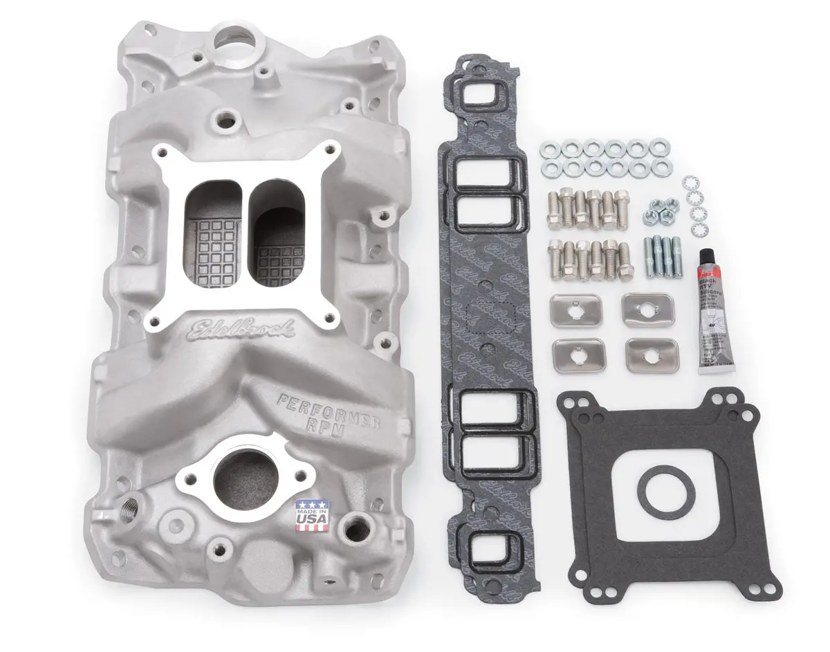 Edelbrock 2041 Intake Manifold Combo – Carbureted, Dual-Plane Design 1