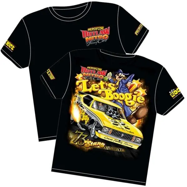 Let’S Boogie’ Outlaw Nitro Funny Car T-Shirt – Retro Mustang Design (Large) 1