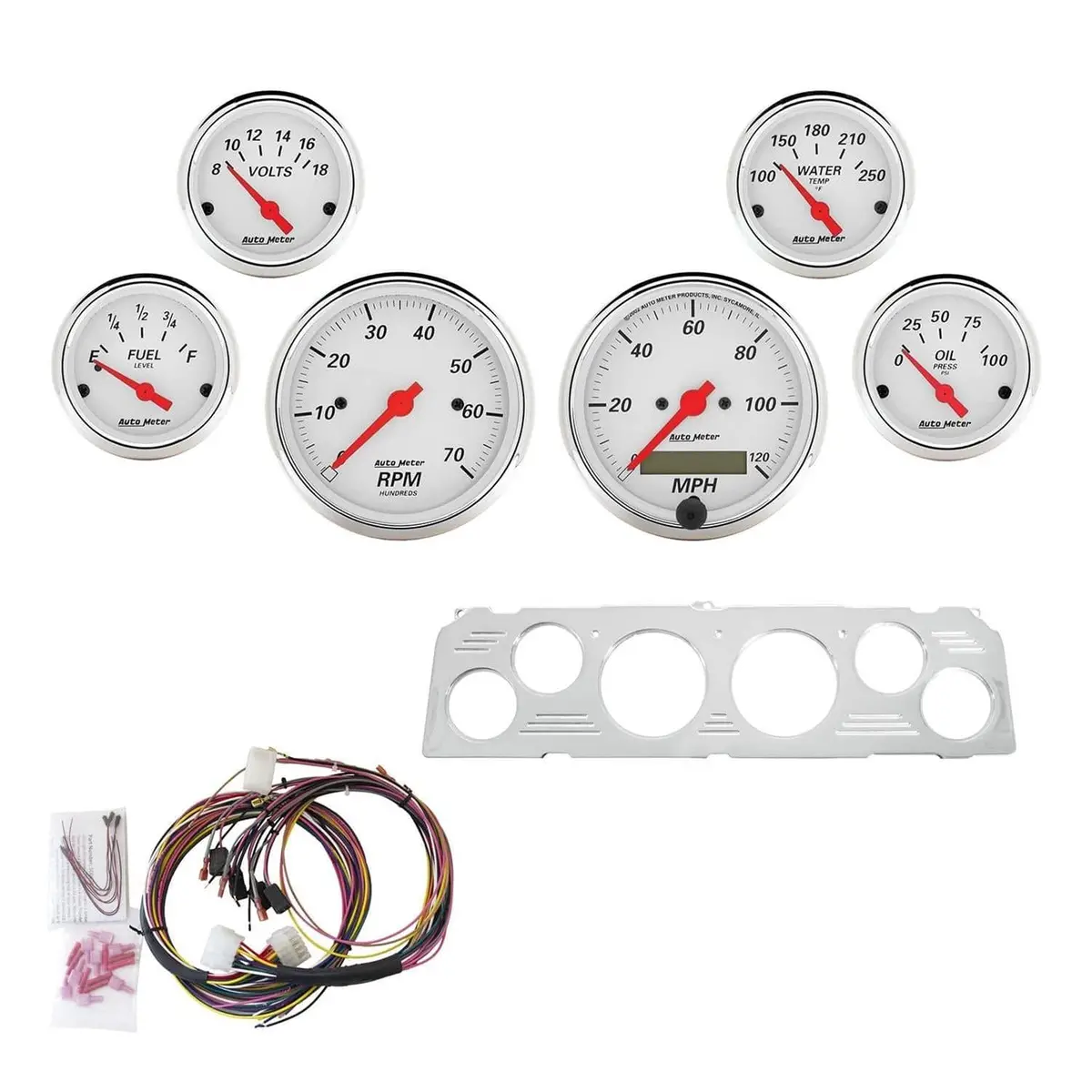 Autometer Arctic White Instrument Cluster – Fully Customizable Analog/Digital Display (7043-Aw) 1