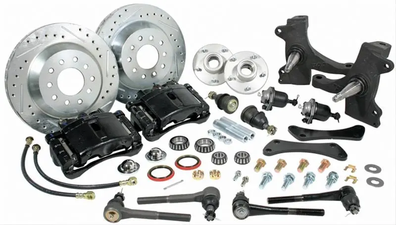 Classic Performance 6387Swbk-55213 Disc Brake Conversion Kit – Front Four-Piston Calipers, Slotted Rotors 1