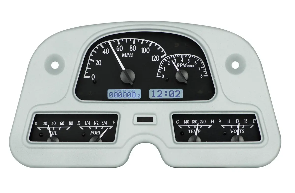 Dakota Digital Vhx-62T-Fj-K-W Analog Gauge Cluster – Direct-Fit, Tach & Speedo, Black Face 1