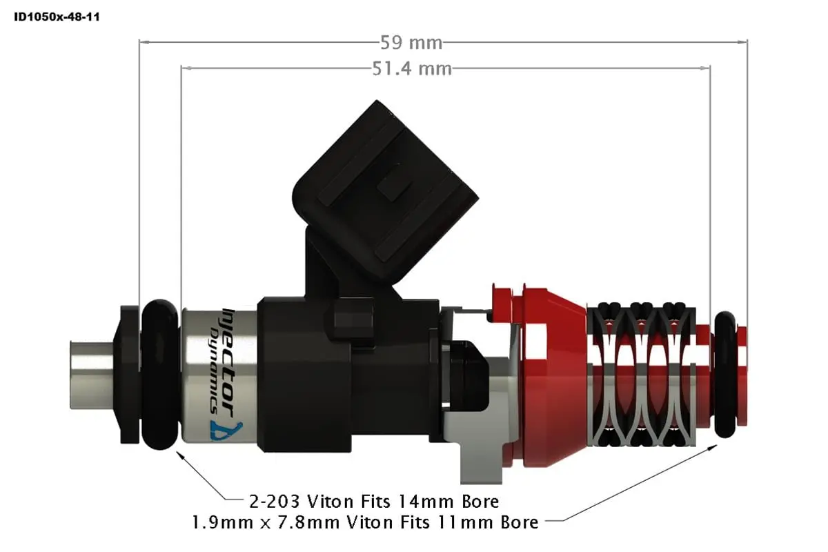 Injector Dynamics Id1050X High-Impedance Fuel Injectors — 1050 Cc/Min (1050.48.11.D.4) 1